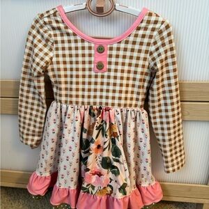 Cheeky Plum Pink and Brown Checkered Dress